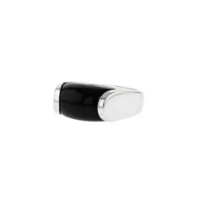 Anello Bulgari collezione tronchetto oro bianco e onice nera usato