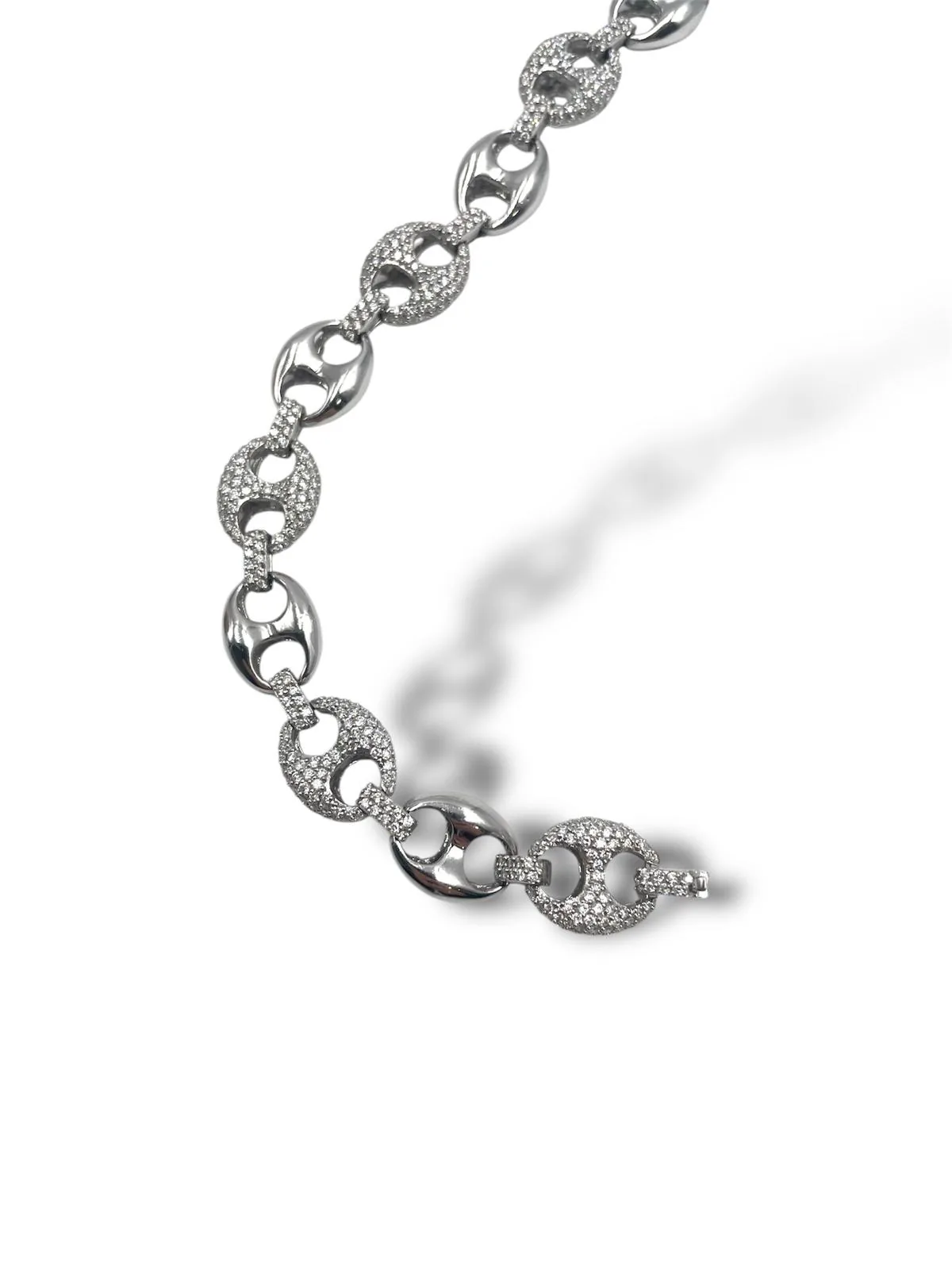 Bracciale maglia marinara in oro bianco con diamanti