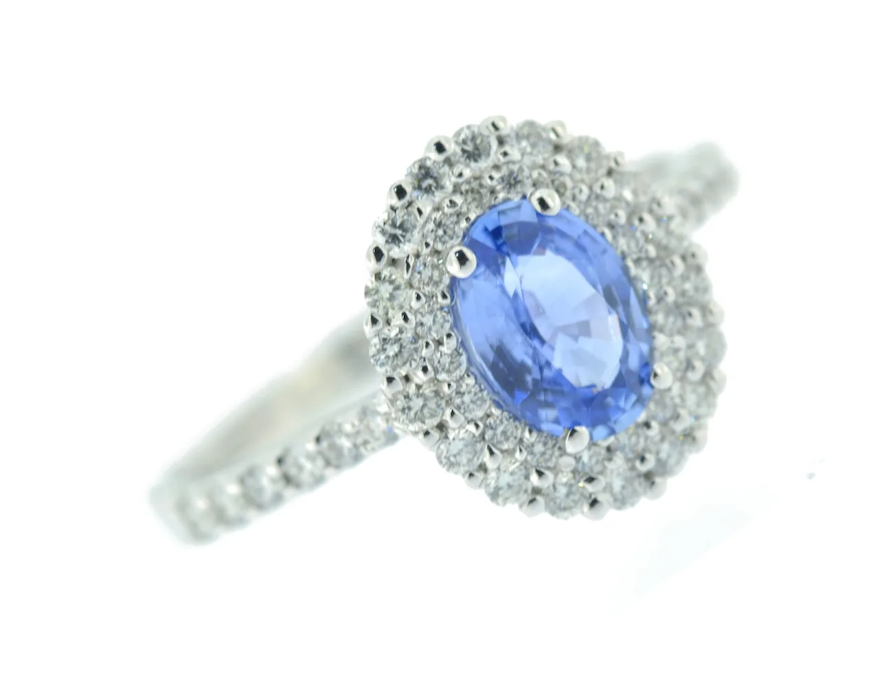 Anello Zaffiro Diamanti e Oro Bianco