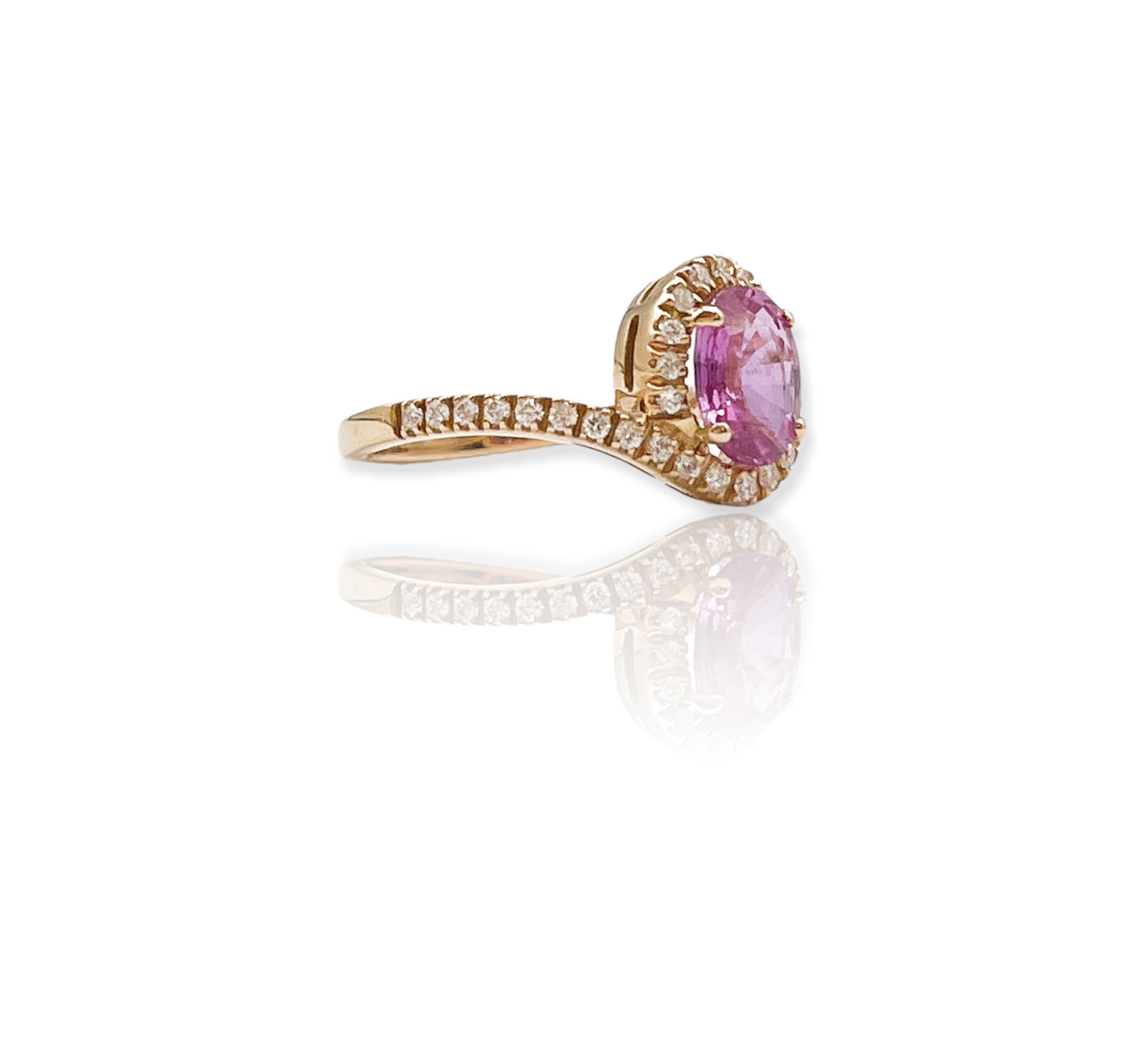 Anello con Zaffiro rosa e diamanti