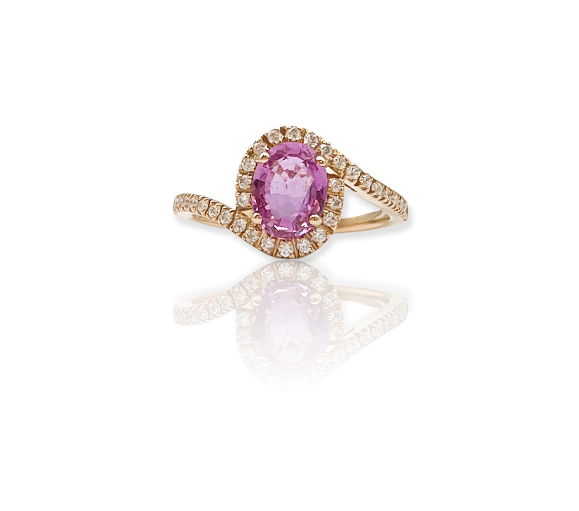 Anello con Zaffiro rosa e diamanti