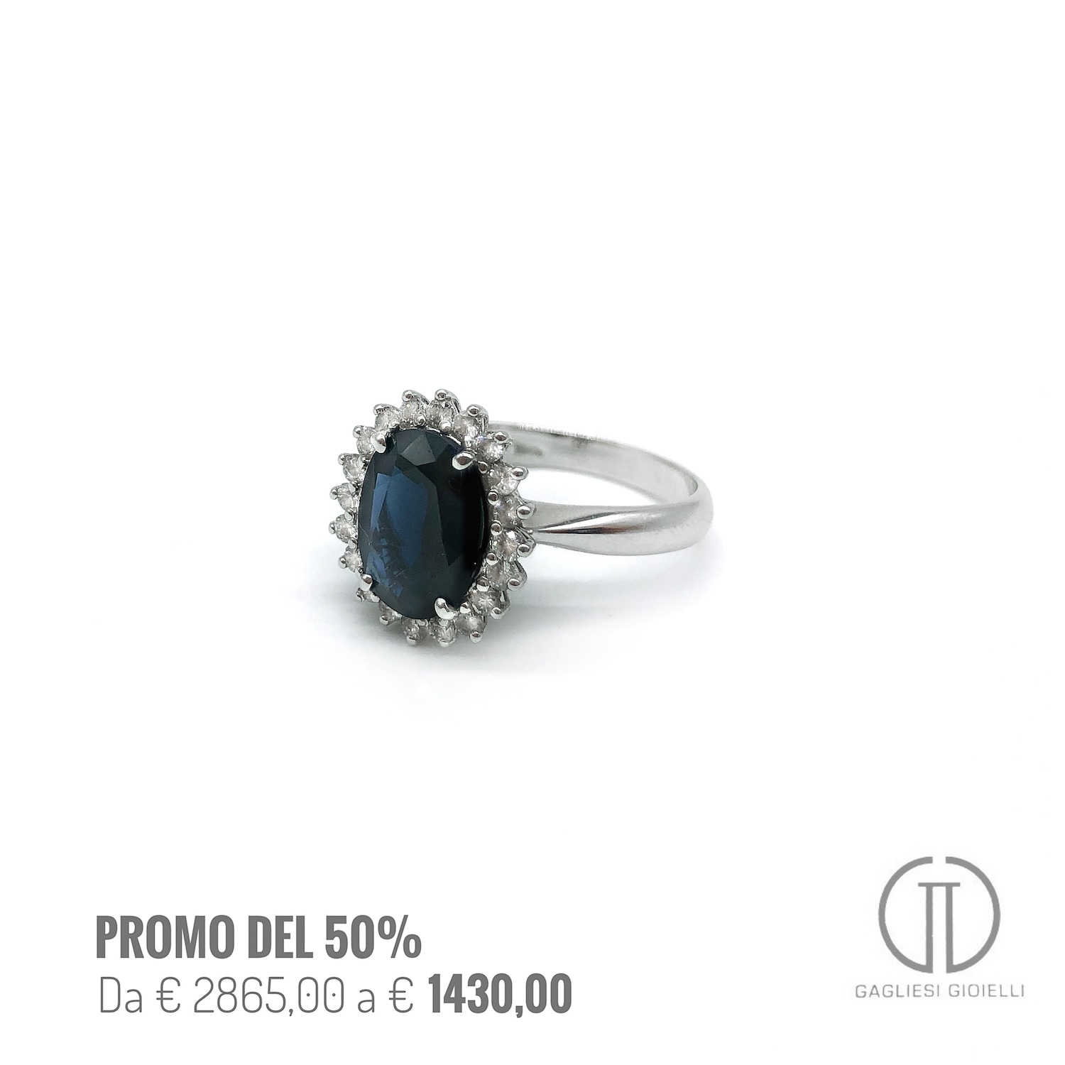 Anello oro bianco e diamanti scontato