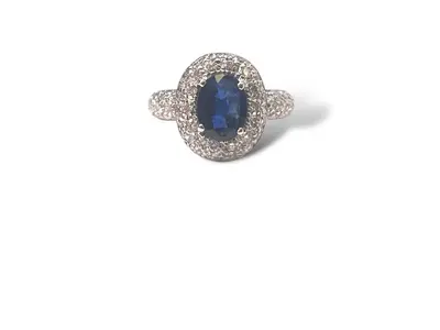 Anello zaffiro e brillanti rigenerato