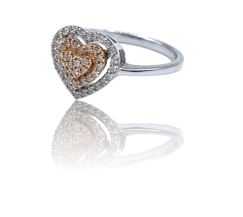 Anello in oro bianco e rosa 18 kt