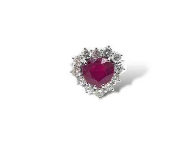 Anello Rubino a cuore e diamanti Oro Change