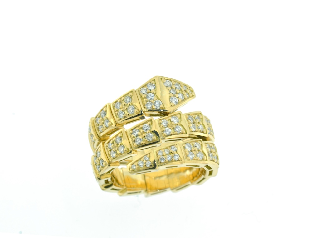 Anello serpente oro giallo 18kt diamanti