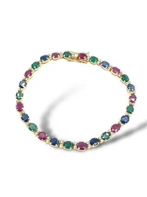 Bracciale oro giallo smeraldi, rubini e zaffiri ricondizionato