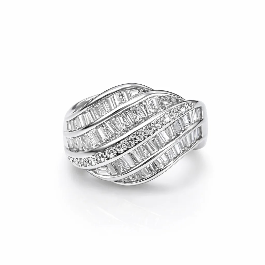 Anello diamanti baguette e brillanti nuovo