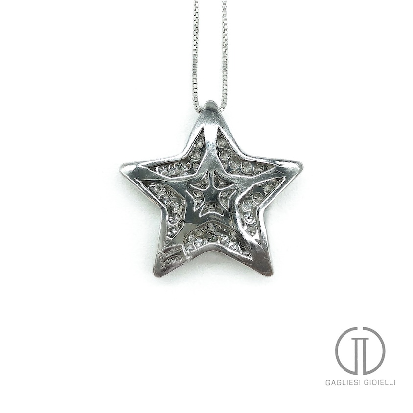 Collana oro bianco con stella di diamanti
