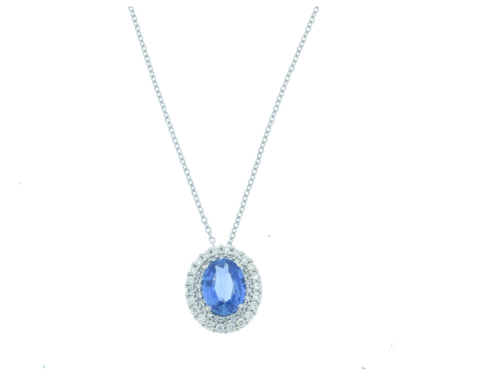 Collana oro bianco con zaffiro
