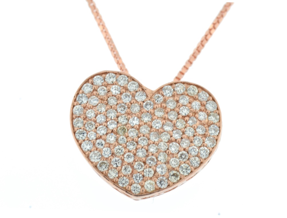 Collana oro rosa cuore pavé diamanti