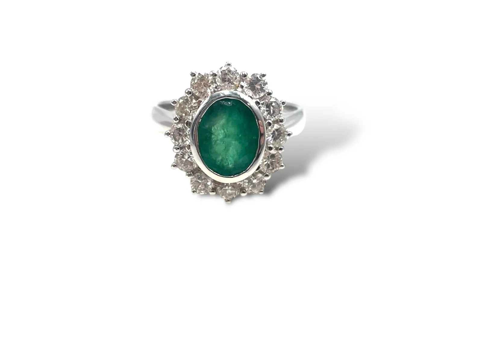 Anello fiore oro bianco smeraldo in promo