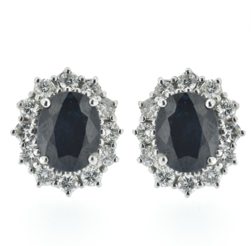 Orecchini oro bianco  zaffiri e diamanti