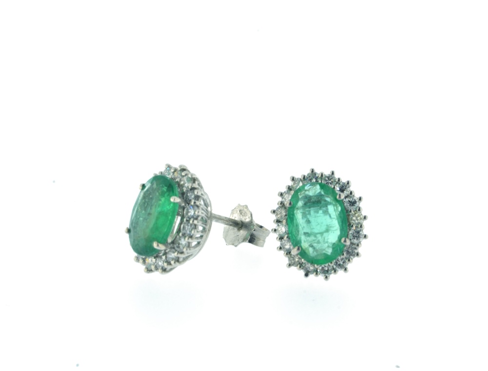 Orecchini oro bianco smeraldi diamanti