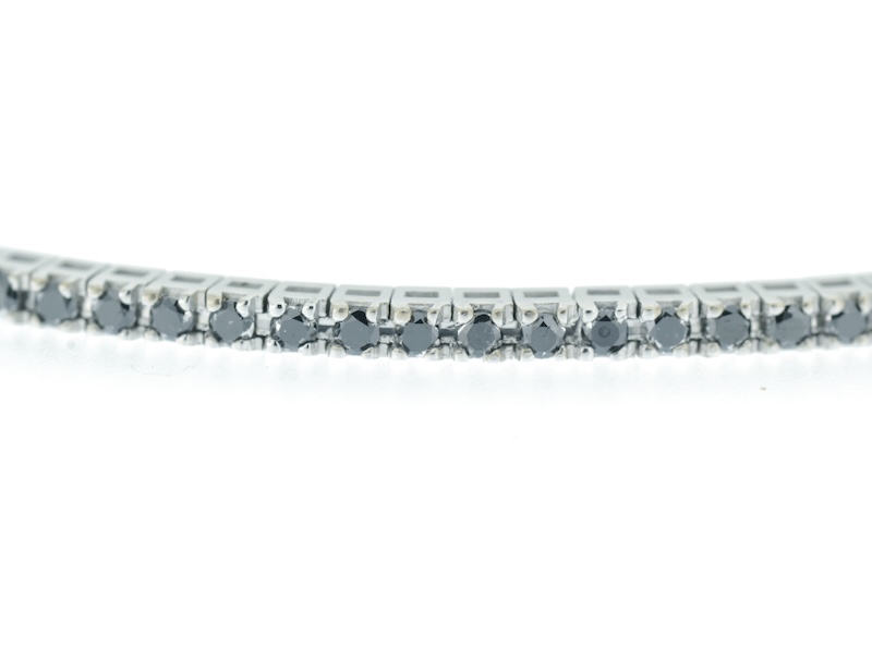Bracciale tennis oro bianco 18kt con diamanti neri
