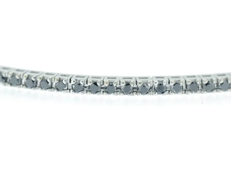 Bracciale tennis oro bianco 18kt con diamanti neri
