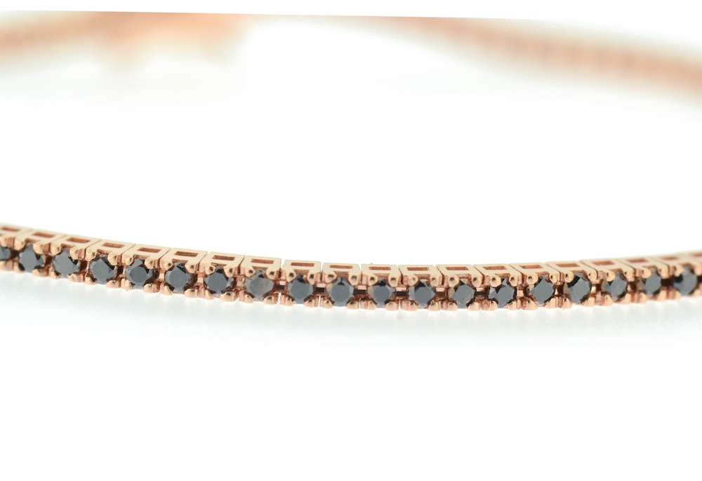 Bracciale tennis oro rosa 18kt con diamanti neri 1,18ct