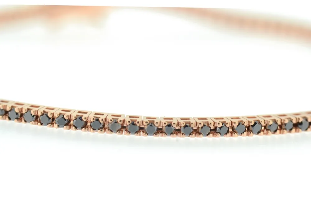 Bracciale tennis oro rosa 18kt con diamanti neri 1,18ct