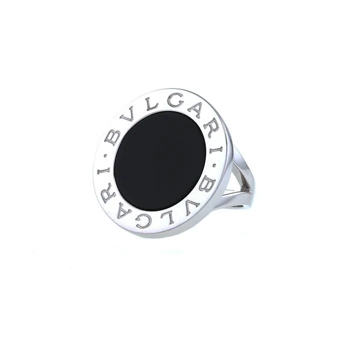 Anello Bulgari-Bulgari oro bianco e onice nero