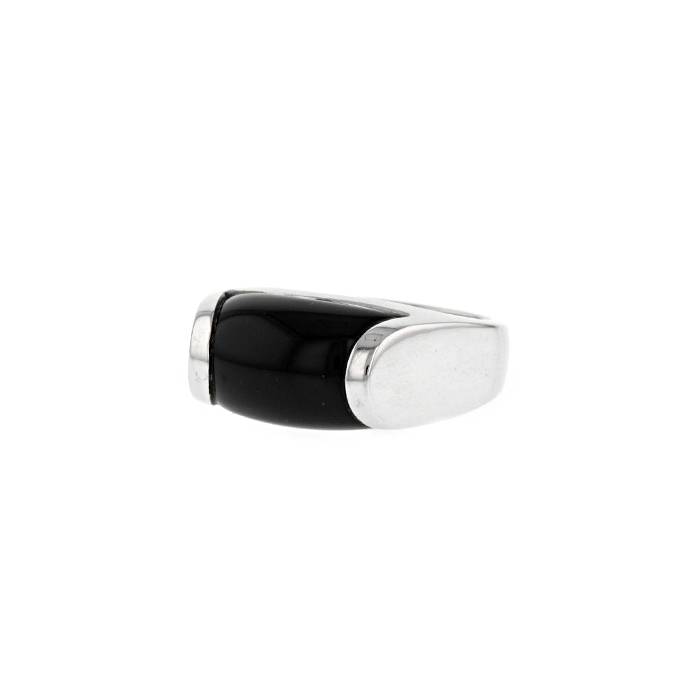 Anello Bulgari collezione tronchetto oro bianco e onice nera