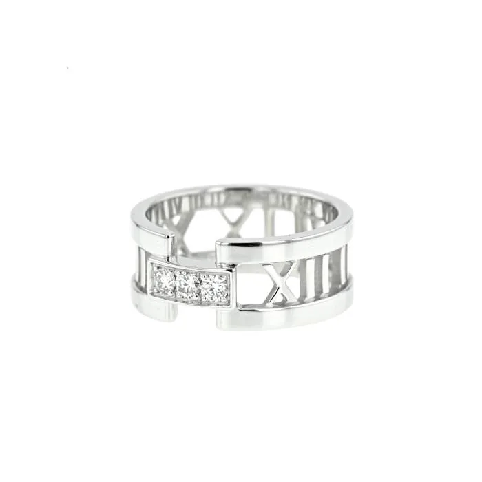 Anello Tiffany oro bianco e diamanti