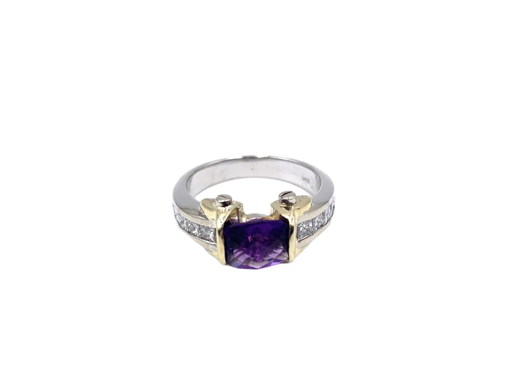 Anello con Amestista e diamanti