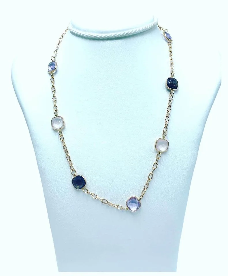 Collana oro rosa e pietre