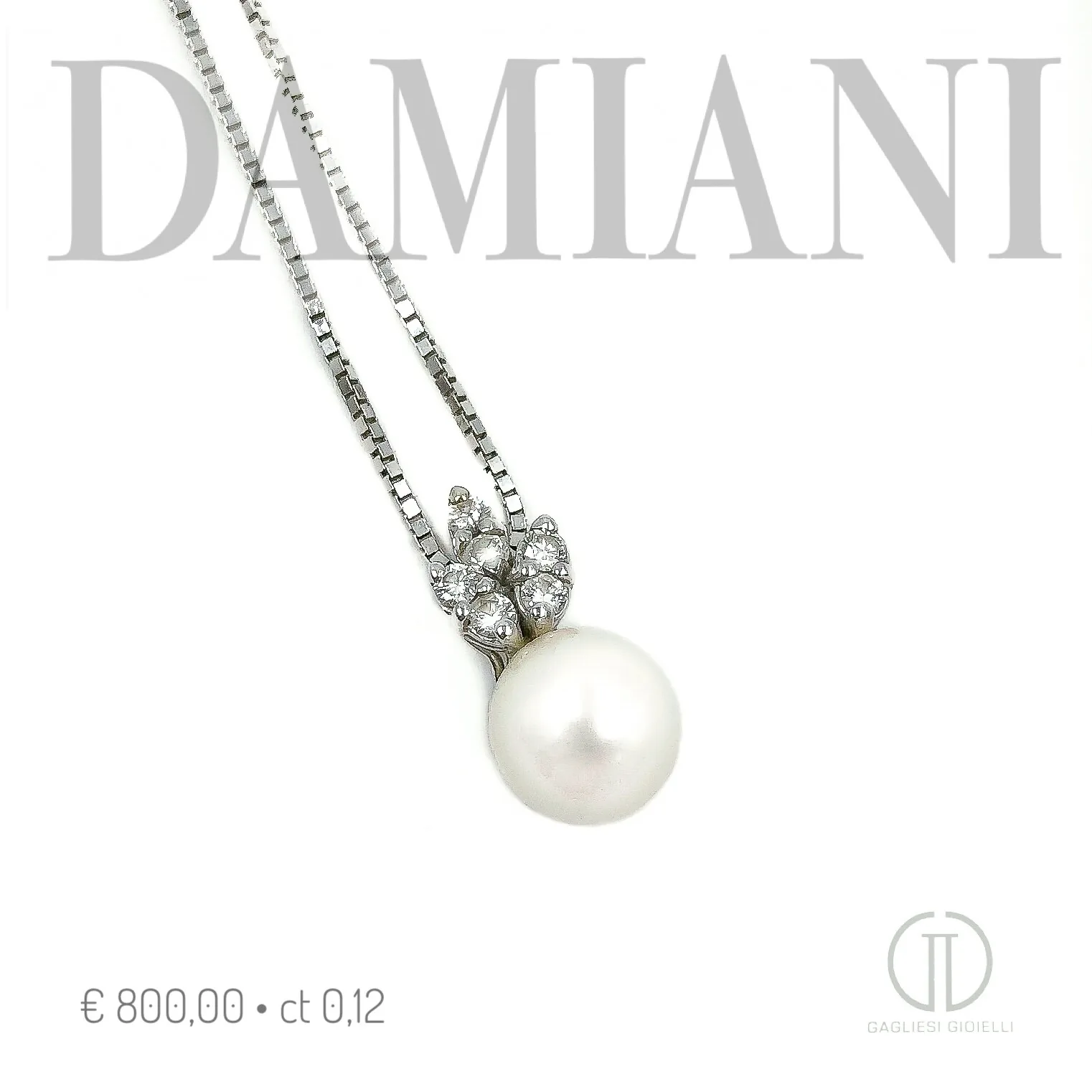 Collana Damiani con diamanti e perla