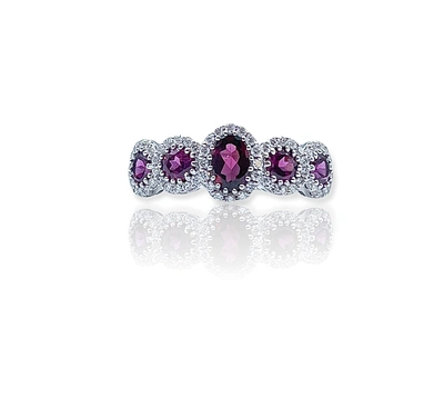 Anello riviera con diamanti e rodolite rossa garantito