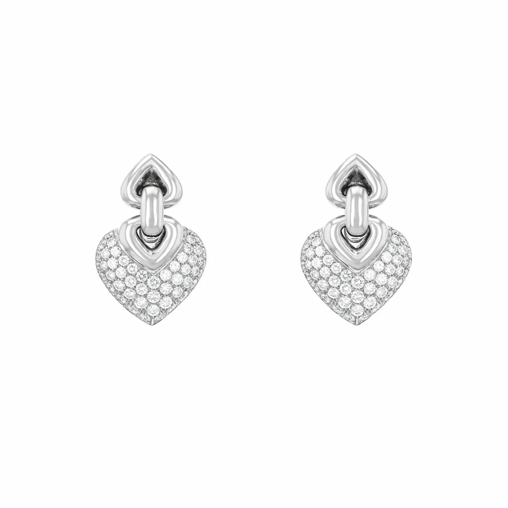 Orecchini Bulgari doppio cuore con diamanti