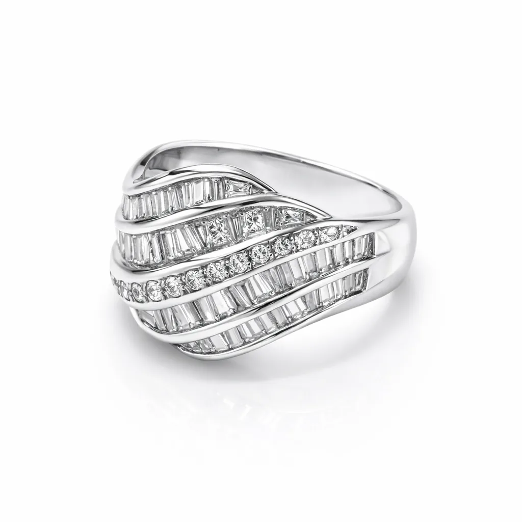 Anello diamanti baguette e brillanti