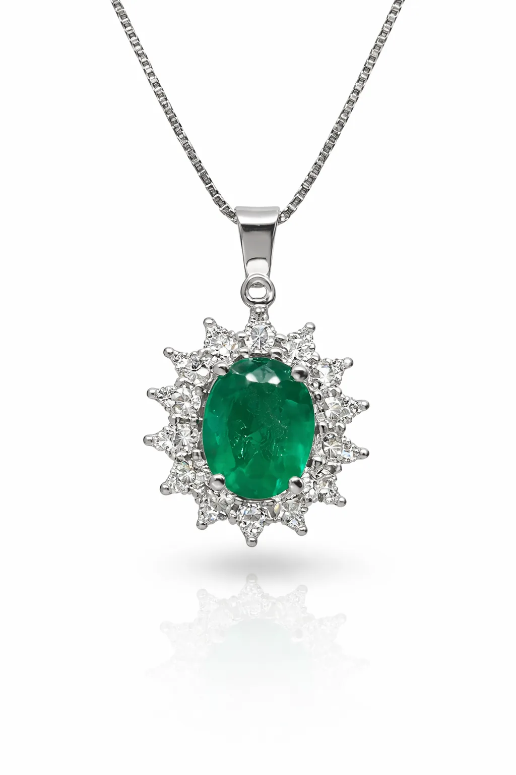 Collana fiore smeraldo 2,12ct e diamanti
