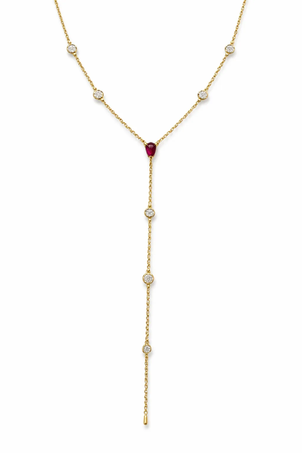 Collana oro giallo con rubino a goccia