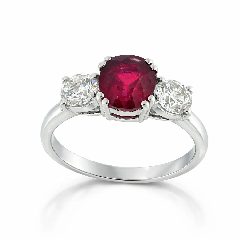 Anello con Rubino 1,90 ct e diamanti 0,60ct
