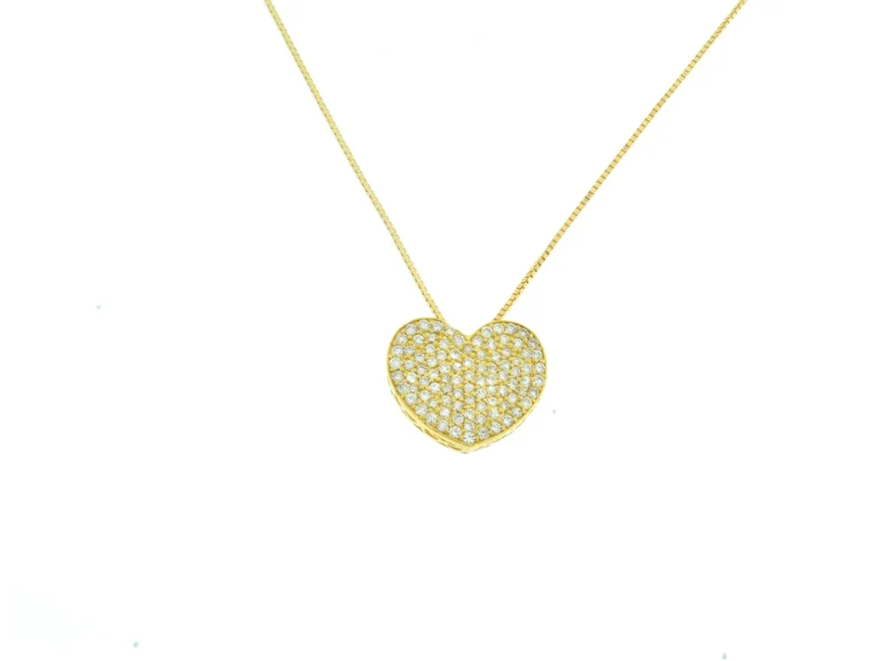 Collana cuore grande pavè diamanti