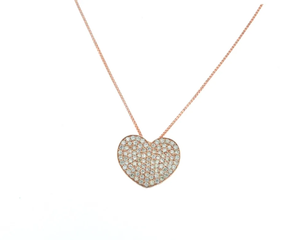 Collana cuore grande pavè di diamanti