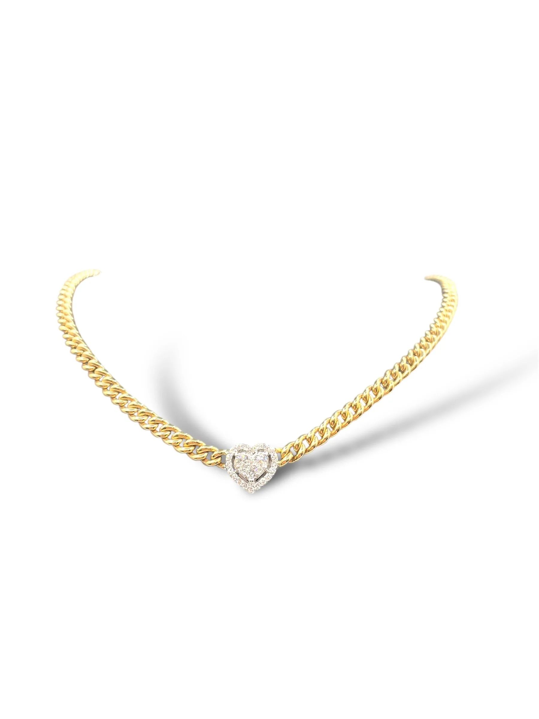 COLLIER ORO GIALLO E CUORE DI DIAMANTI