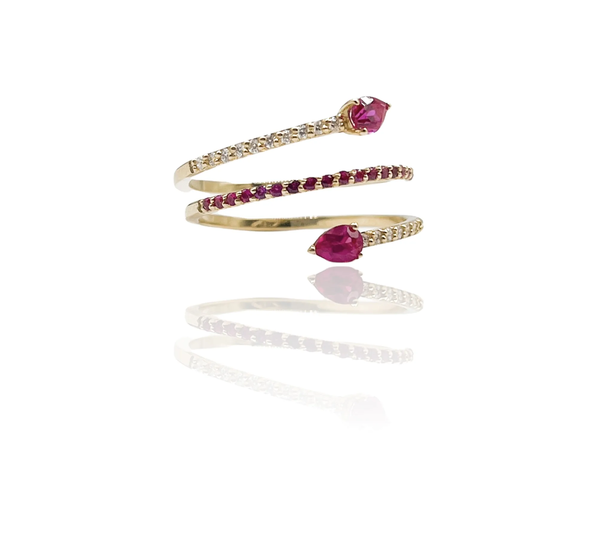 Anello serpente con diamanti e rubini garantito
