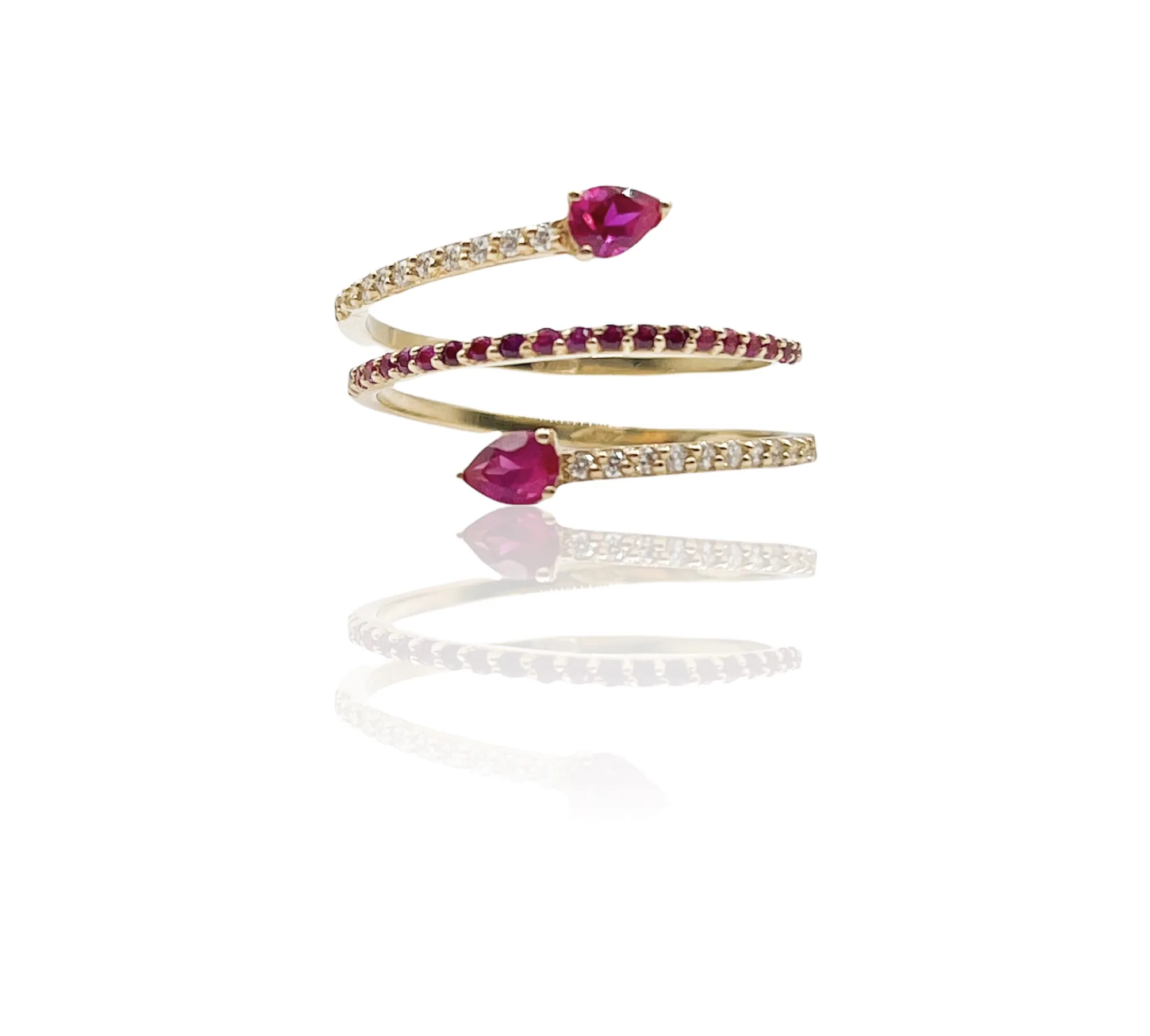 Anello serpente con diamanti e rubini