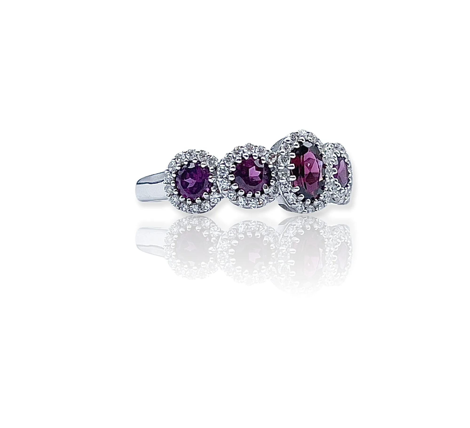 Anello riviera con diamanti e rodolite rossa nuovo