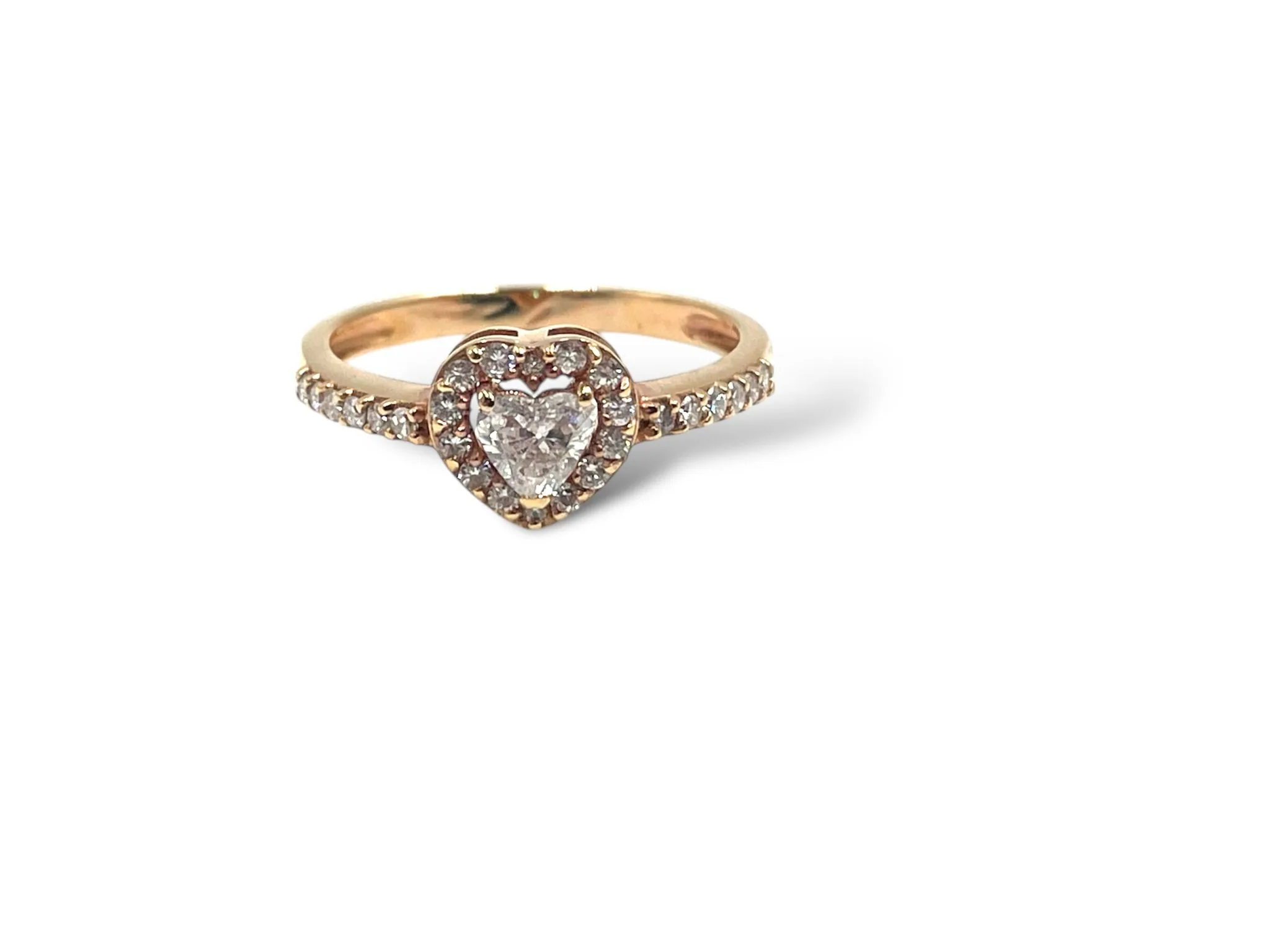 Anello diamante a cuore in oro rosa