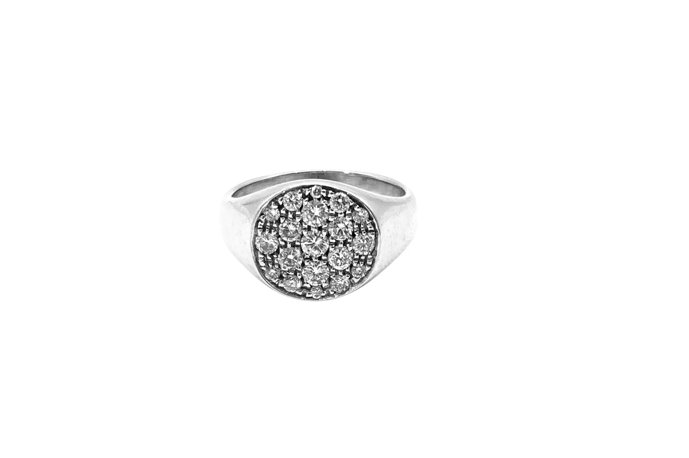 Anello sigillo tondo con brillanti