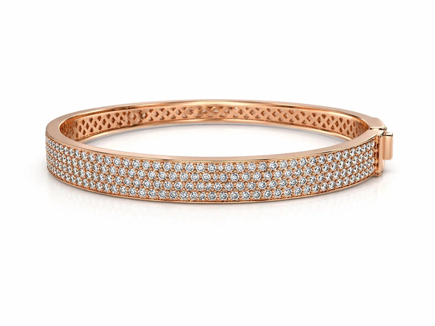 Bracciale rigido oro rosa , diamanti 3,26ct