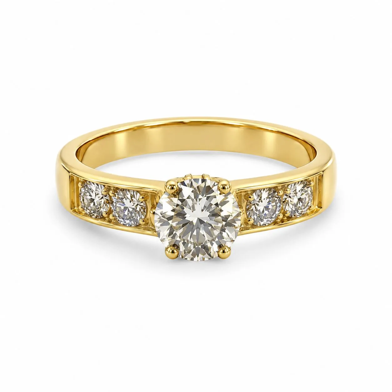 Anello oro giallo solitario 0,90ct tot