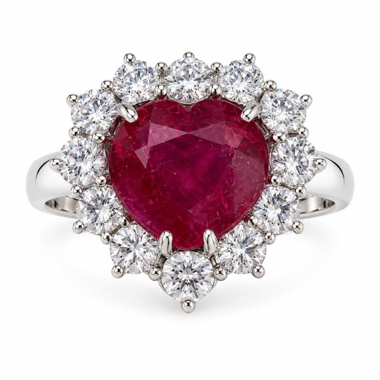 Anello Rubino a cuore ct e diamanti