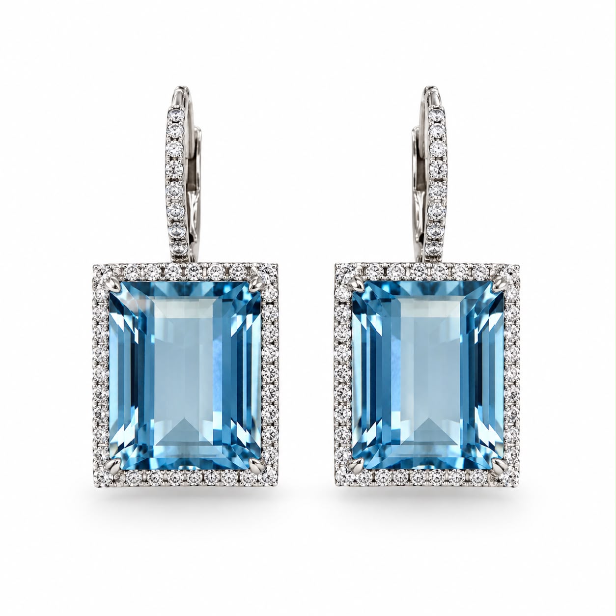 Orecchini acqua marina 13,61 ct e diamanti