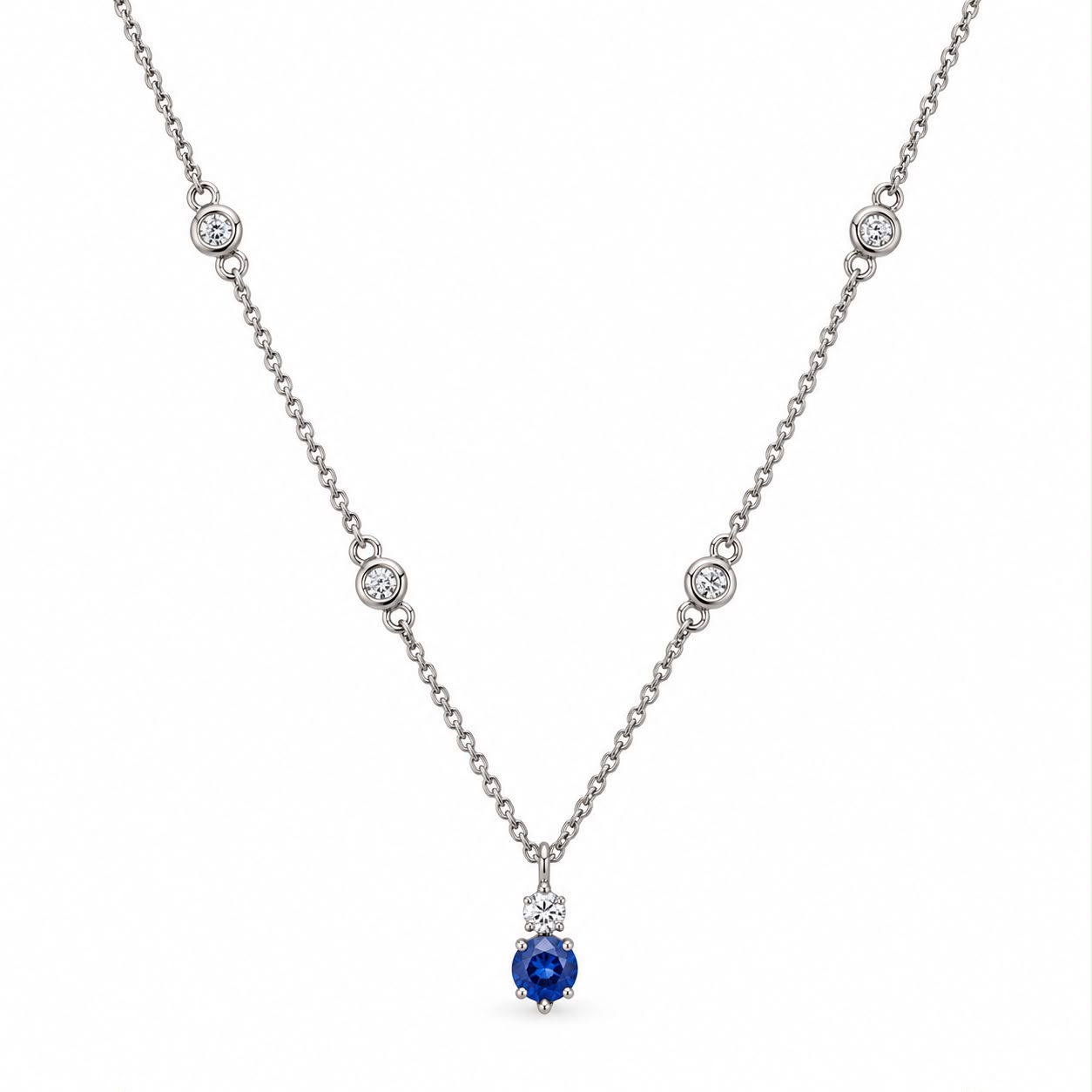 Collana zaffiro e diamantini