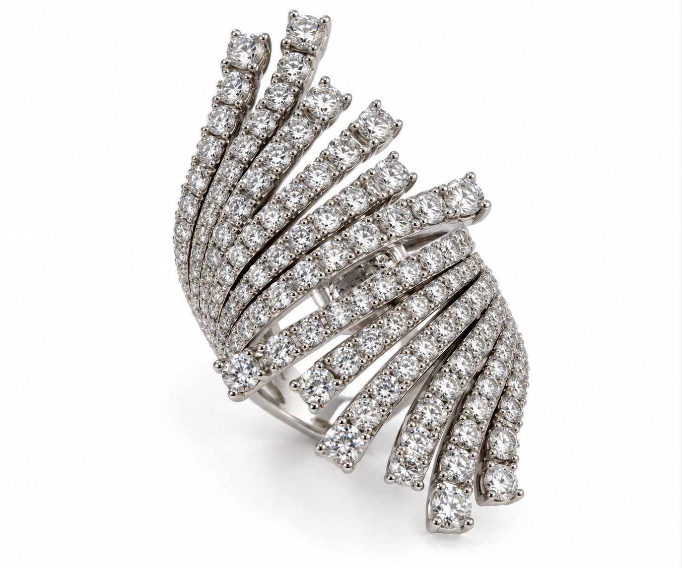 Anello astratto con diamanti da 3,49ct
