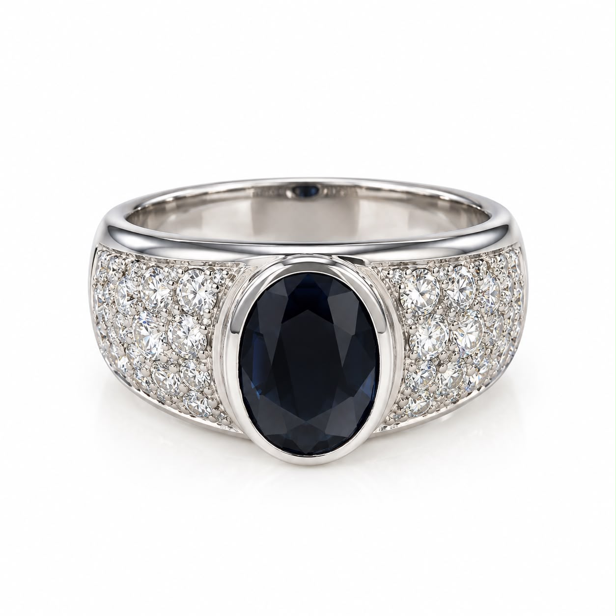 Anello a fascia con zaffiro 1,80ct e diamanti