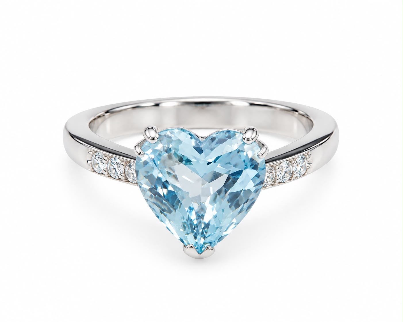 Anello acqua marina a cuore